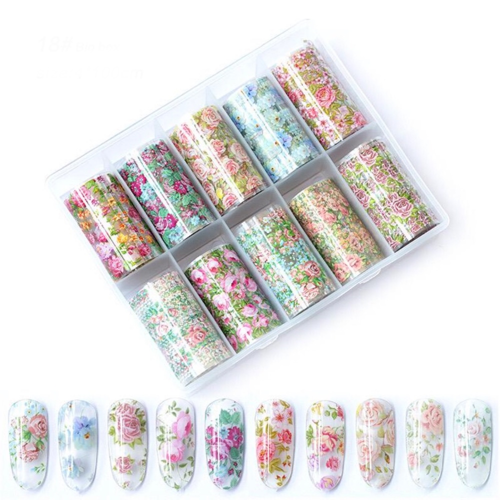 Floral - Transfer Foil Nail Art - F18